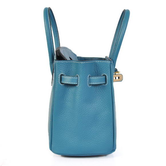 Super A Replica Hermes Birkin 25CM Tote Bags Togo Leather Blue Godlen 60799